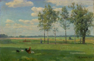 Summer Day Konstantin Somov plan scenes landscape Oil Paintings